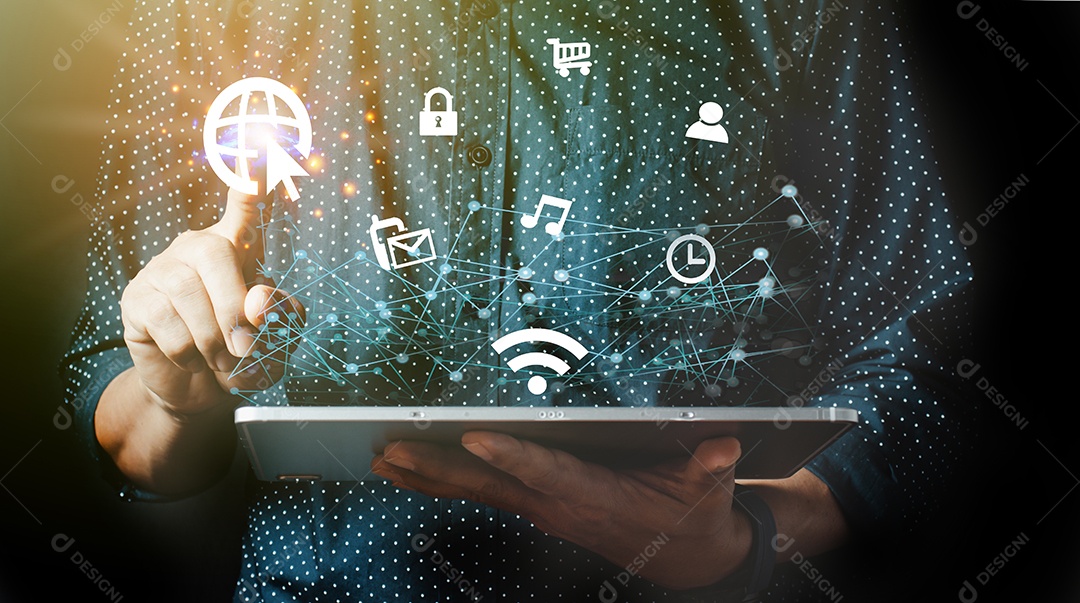 Mídia social e conceito de rede de jovens.