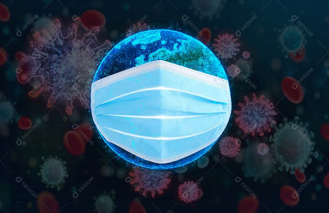 World wear mask to prevent disease and spread of covid 19 virus.