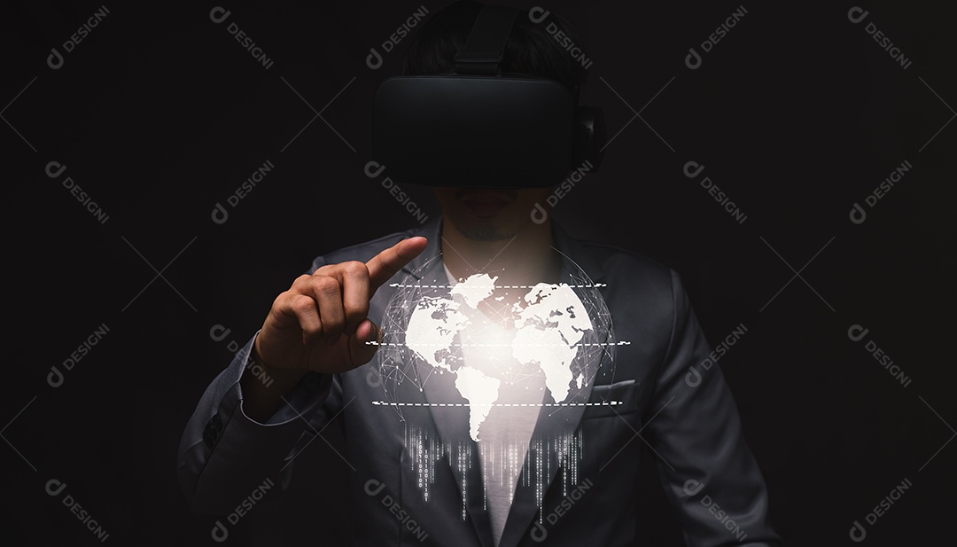 Conceito de inicialização com negócios de ícone e conexão de rede no metaverso