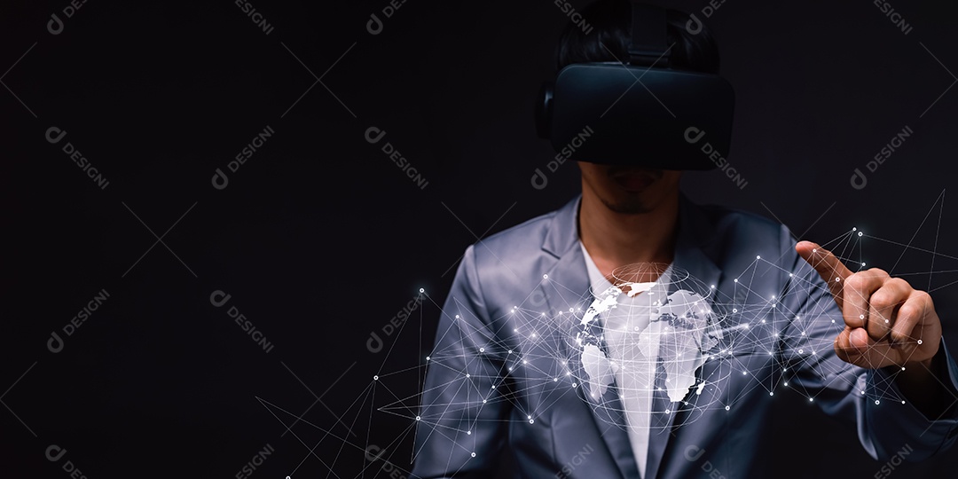 Conceito de inicialização com negócios de ícone e conexão de rede no metaverso