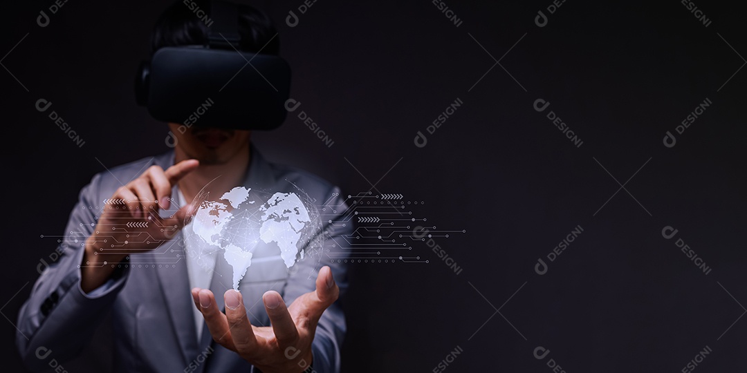 Conceito de inicialização com negócios de ícone e conexão de rede no metaverso