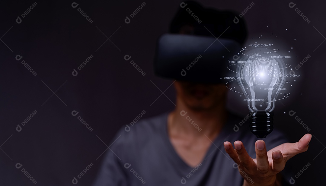 Ideias, invenções, iniciar um negócio com um mundo virtual de metaverso VR.