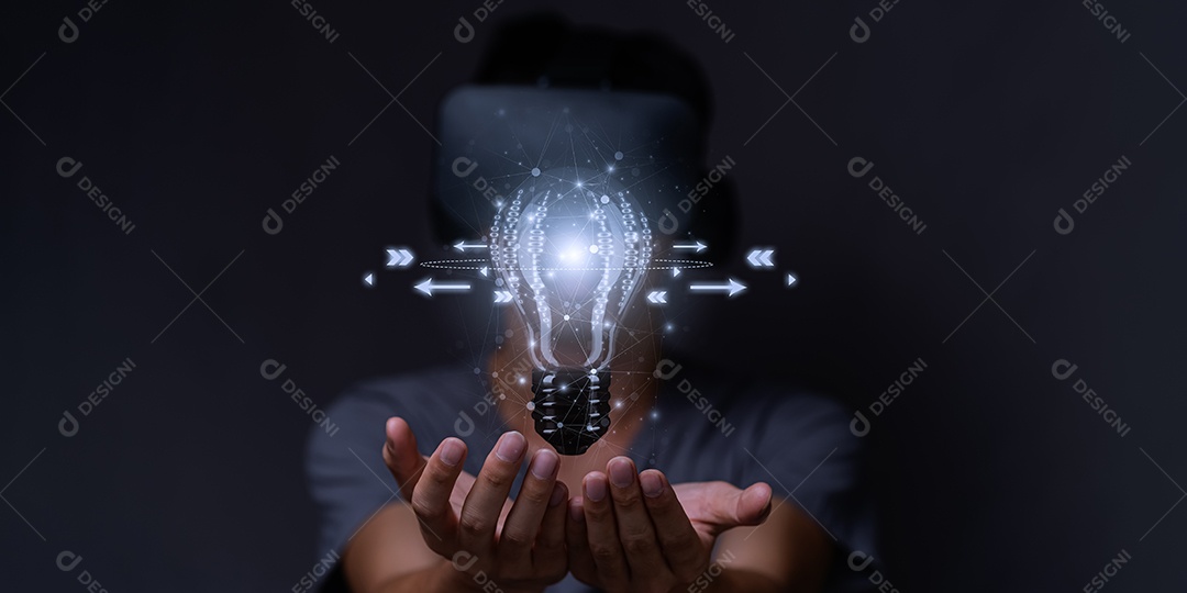 Ideias, invenções, iniciar um negócio com um mundo virtual de metaverso VR.