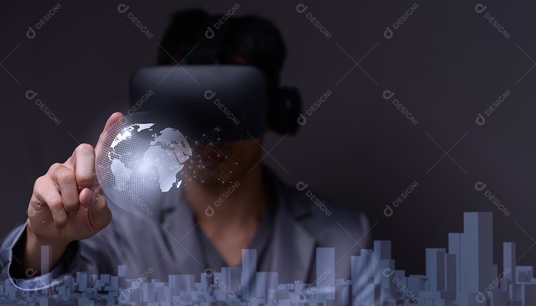 Ideias, invenções, iniciar um negócio com um mundo virtual de metaverso VR.
