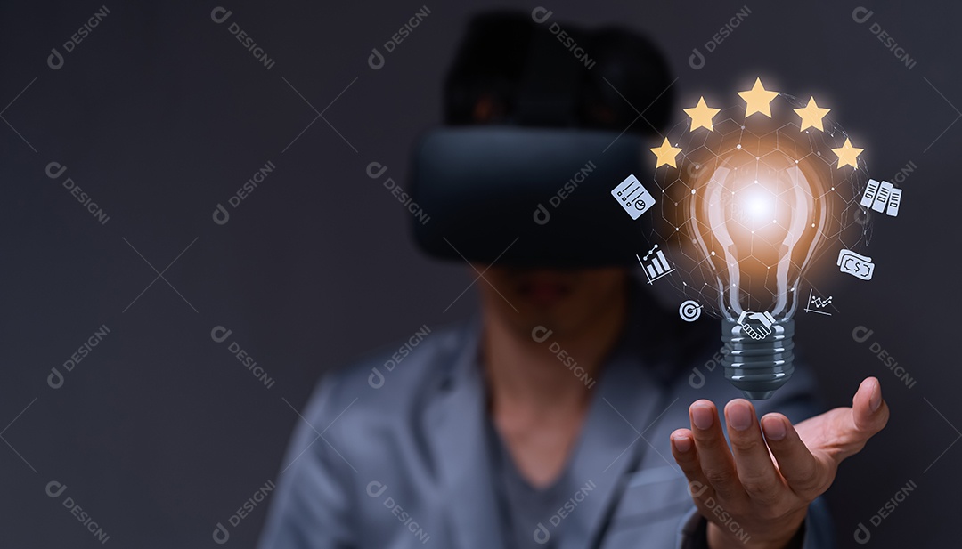 Ideias, invenções, iniciar um negócio com um mundo virtual de metaverso VR.