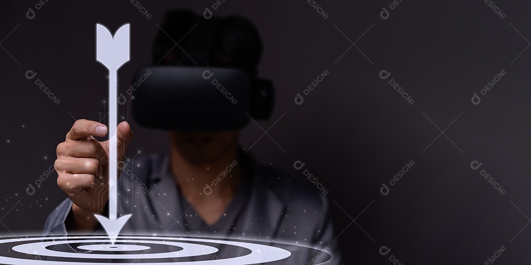 Metas de negócios metaverso e mundo digital rede online tecnologia dados inteligência artificial