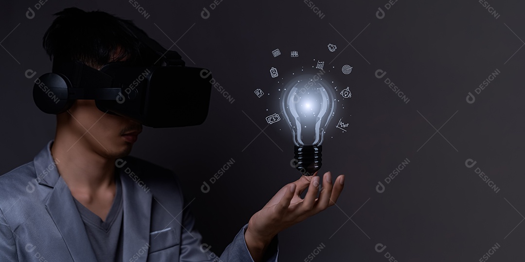 Metas de negócios metaverso e mundo digital rede online tecnologia dados inteligência artificial