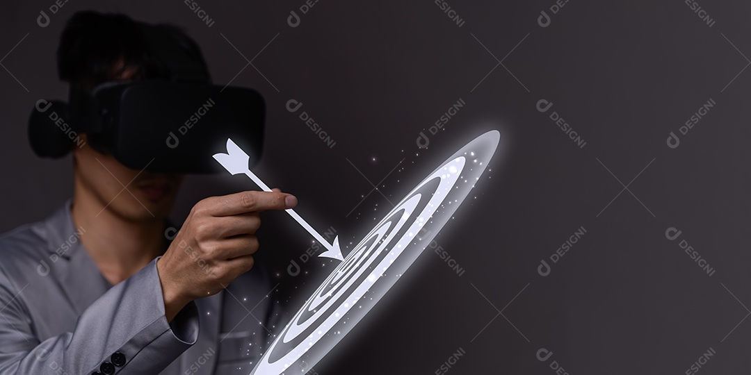 Metas de negócios metaverso e mundo digital rede online tecnologia dados inteligência artificial