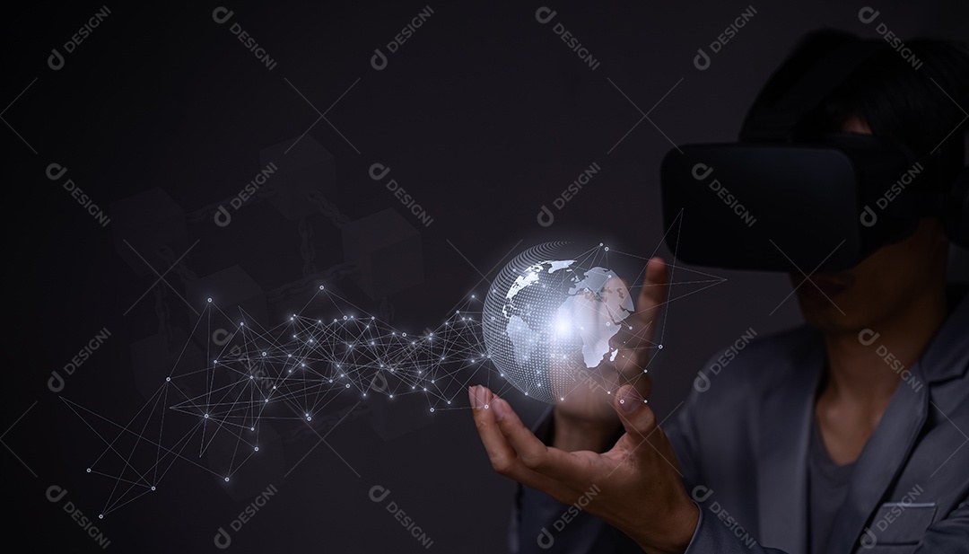 Metas de negócios metaverso e mundo digital rede online tecnologia dados inteligência artificial