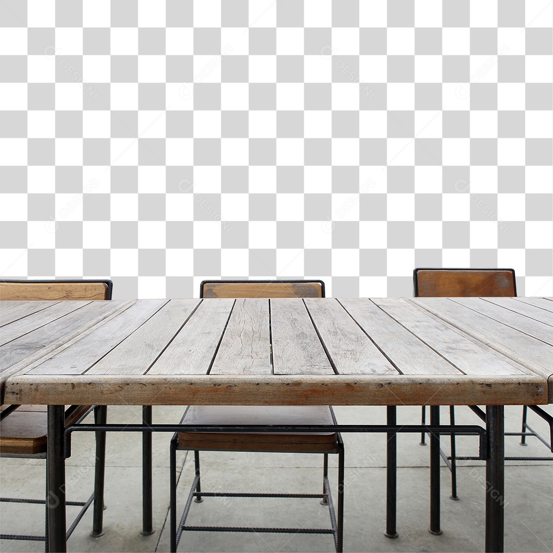 Cadeiras e Mesa de Madeira PNG Transparente