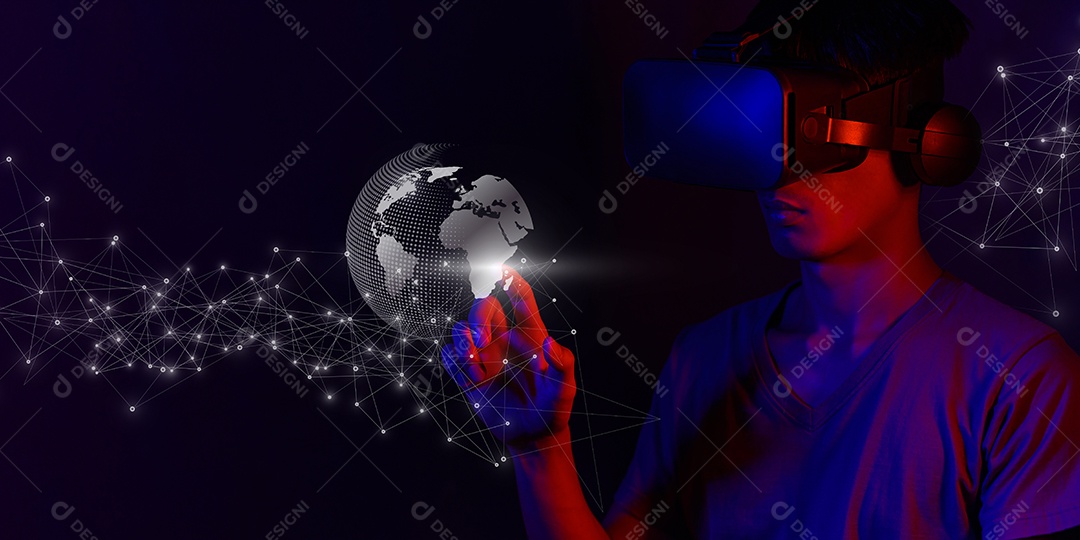 Óculos de realidade virtual. Realidade aumentada, jogo, conceito de tecnologia futura.