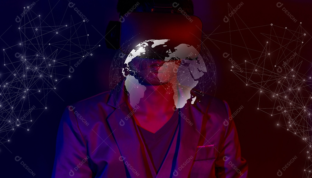 Óculos de realidade virtual. Realidade aumentada, jogo, conceito de tecnologia futura.