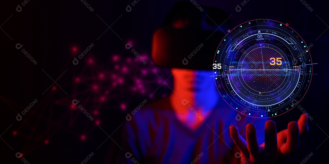 Óculos de realidade virtual. Realidade aumentada, jogo, conceito de tecnologia futura.