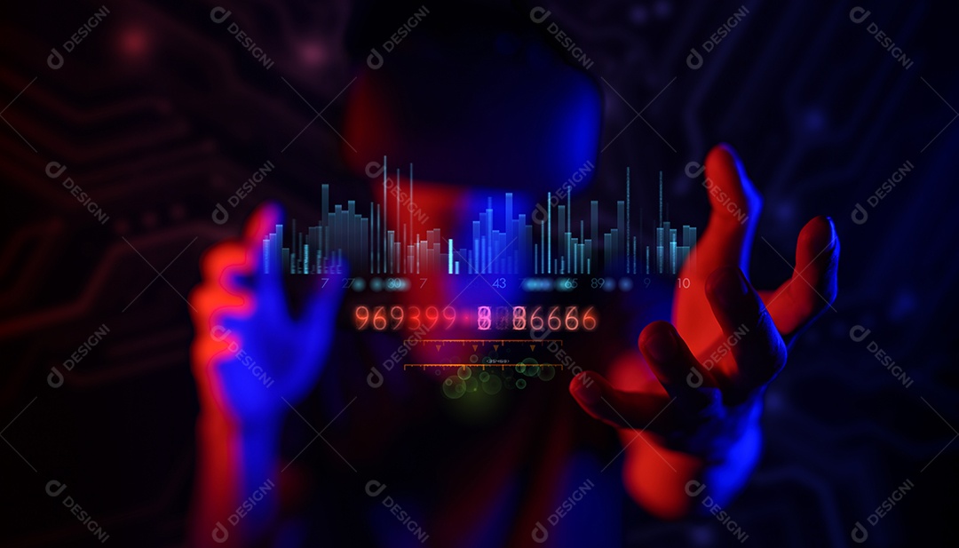 Óculos de realidade virtual. Realidade aumentada, jogo, conceito de tecnologia futura.