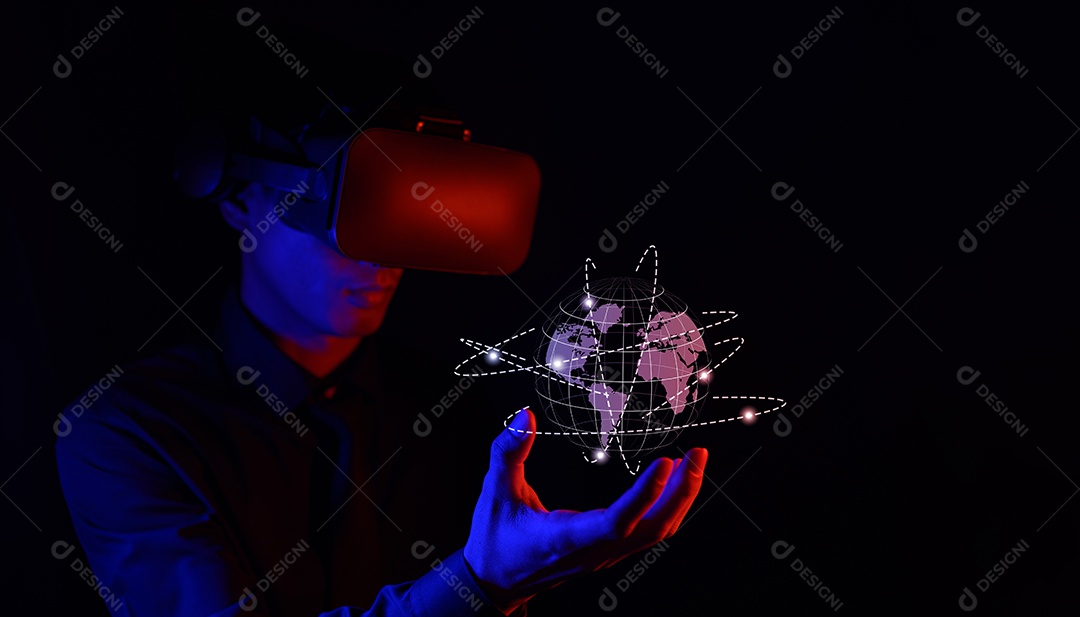 Óculos de realidade virtual. Realidade aumentada, jogo, conceito de tecnologia futura.