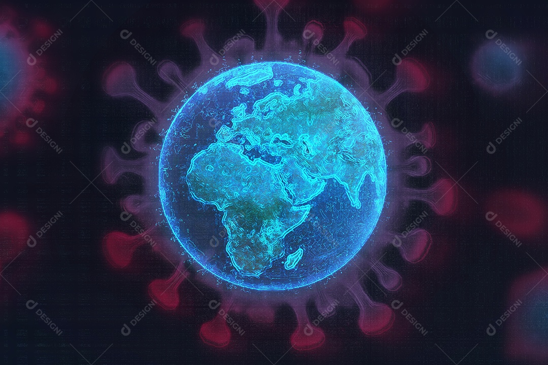 Terra coberta pelo vírus corona ou covid-19. Conceito de ilustração de vírus para pôster e banner.