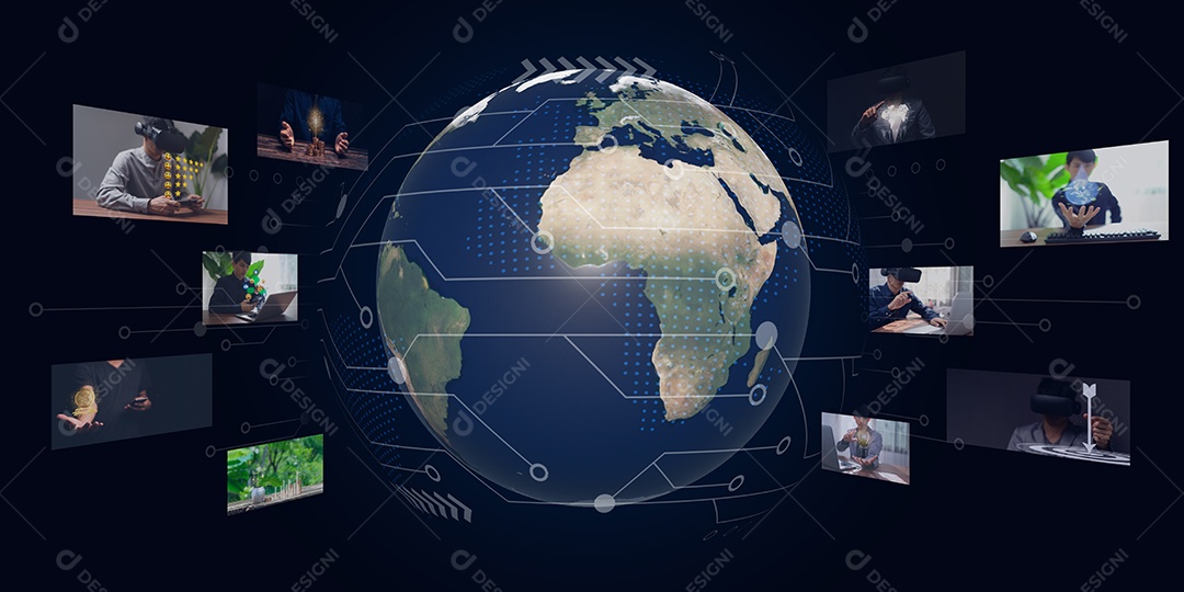 Crescimento econômico dos negócios na rede global de negócios. Serviço de rede social