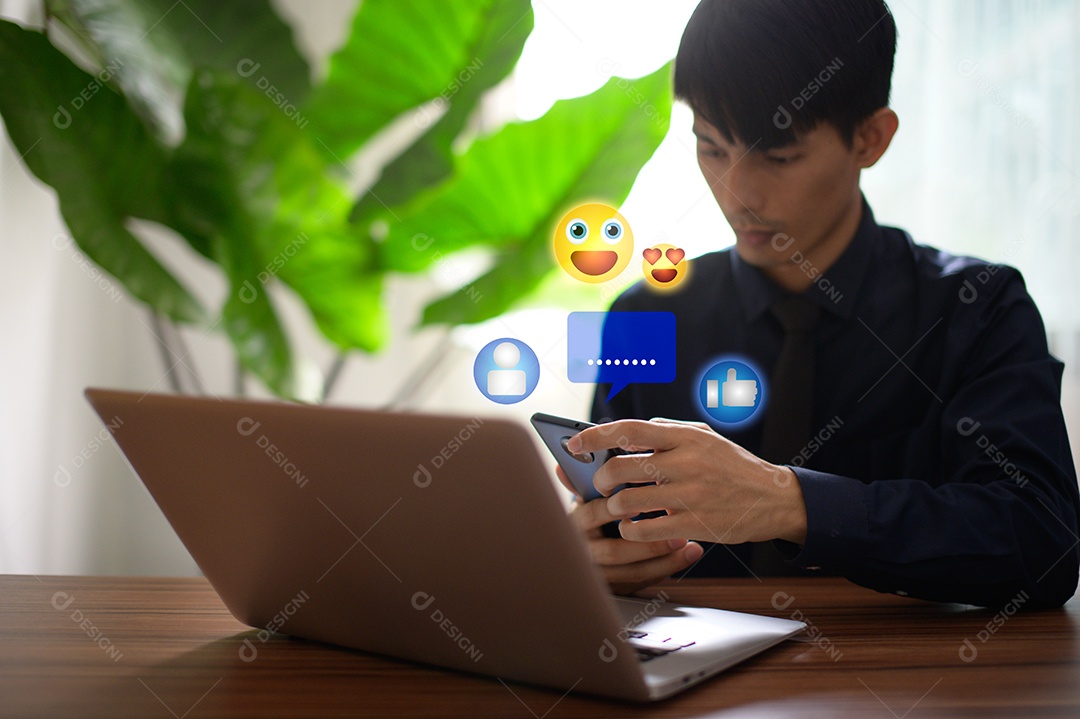 Ícone de emoção Mídia social e conceito on-line digital