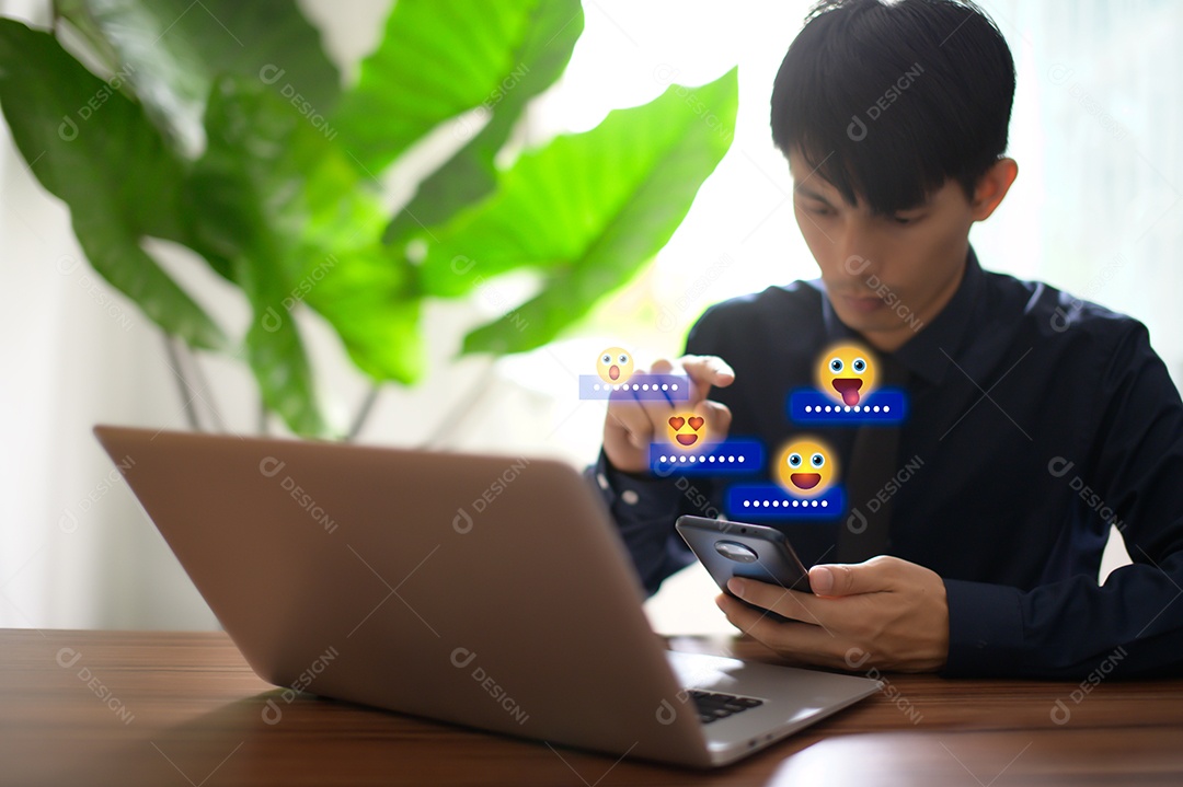 Ícone de emoção Mídia social e conceito on-line digital