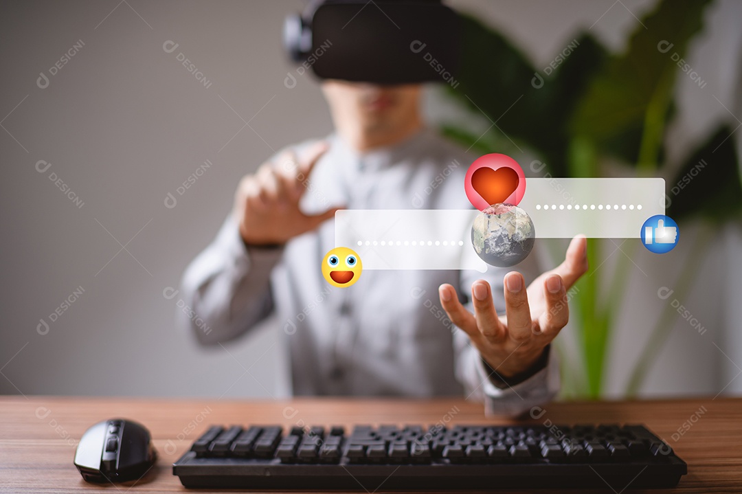 Ícone de emoção Mídia social e bate-papo de mensagem de conceito on-line digital