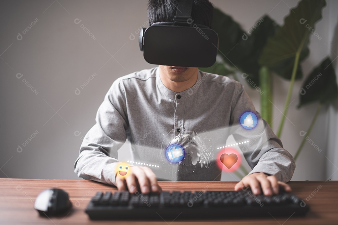 Ícone de emoção Mídia social e bate-papo de mensagem de conceito on-line digital