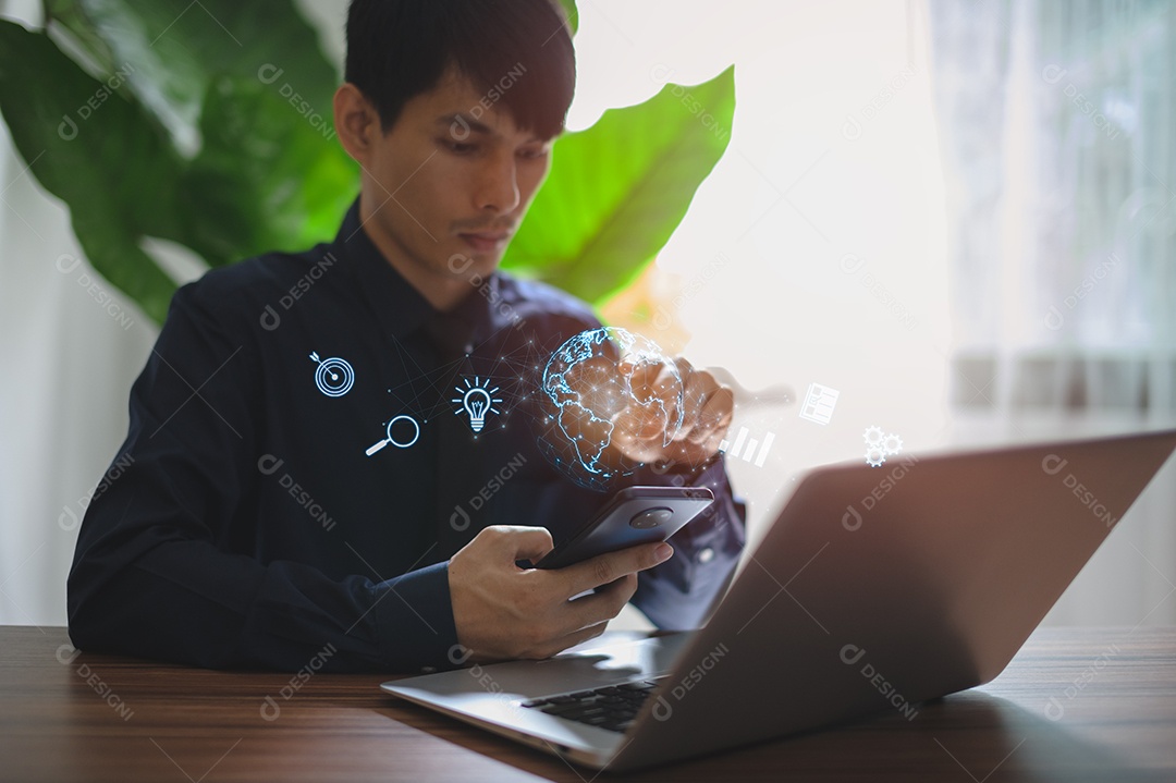 Metaverso digital de negócios, tecnologia de aplicativo de conexão de internet global