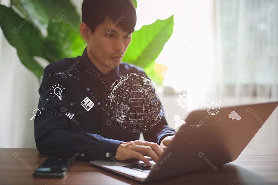 Metaverso digital de negócios, tecnologia de aplicativo de conexão de internet global