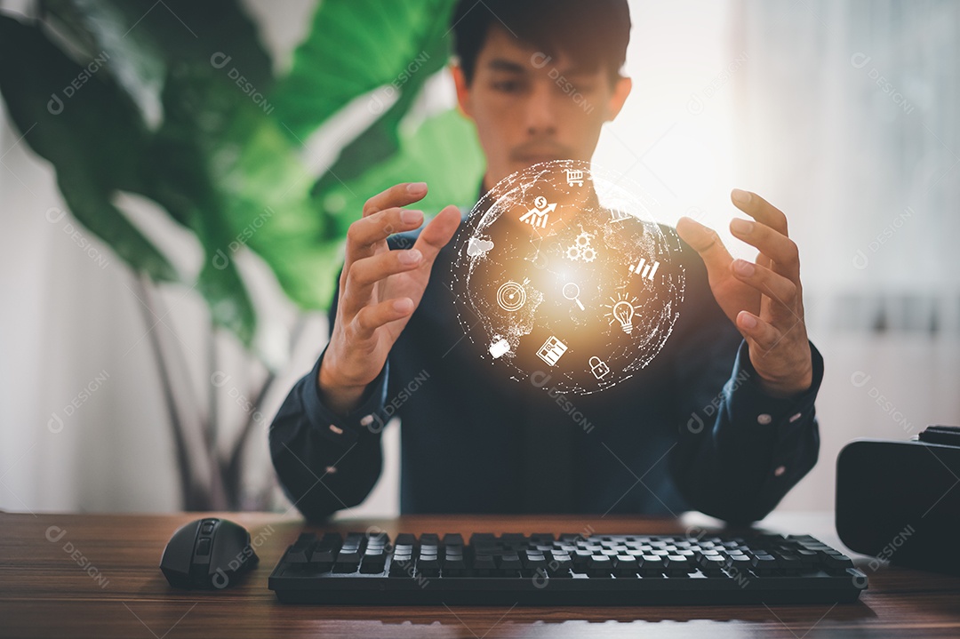 Metaverso digital de negócios, tecnologia de aplicativo de conexão de internet global de negócios