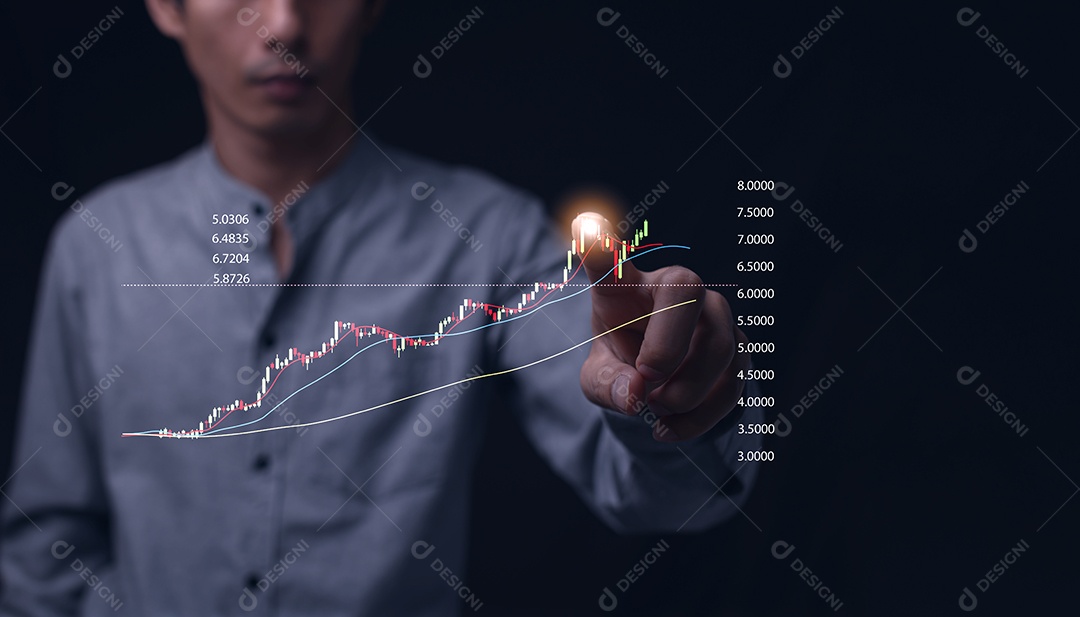 Gráfico de negociação de ações, investir, gráfico financeiro de criptografia