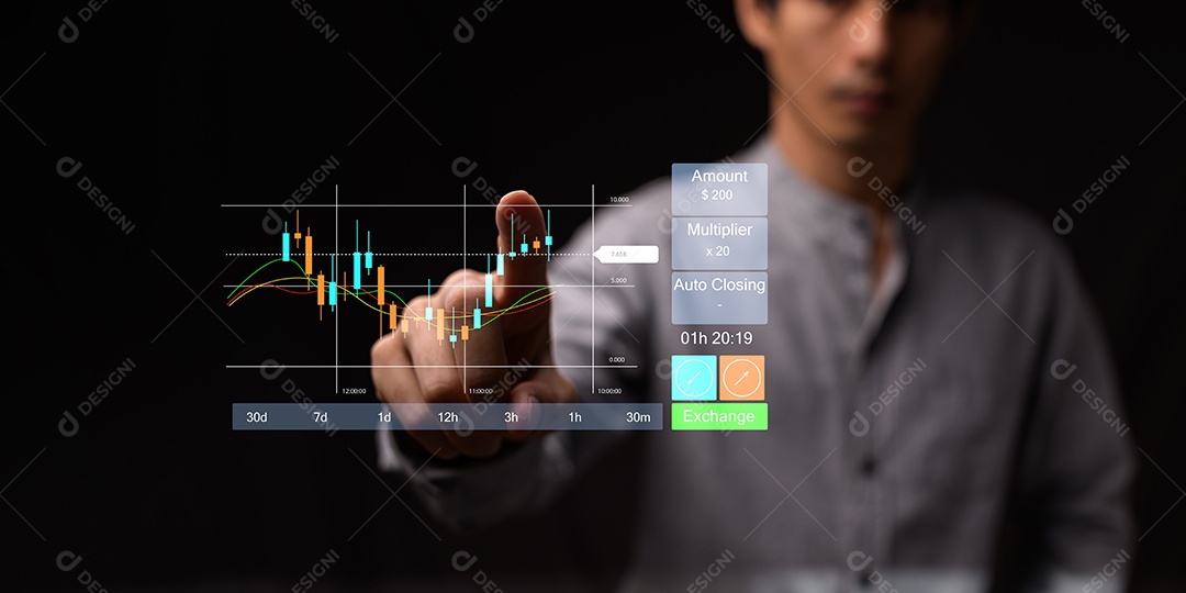 Gráfico de negociação de ações, investir, gráfico financeiro de criptografia