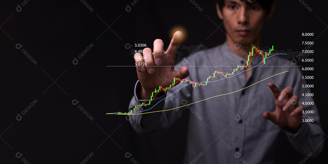 Gráfico de negociação de ações, investir, gráfico financeiro de criptografia