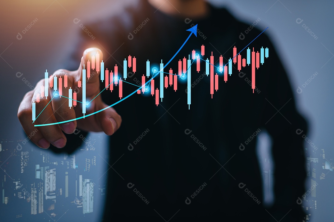 Mercado de ações, crescimento dos negócios, progresso ou conceito de sucesso.