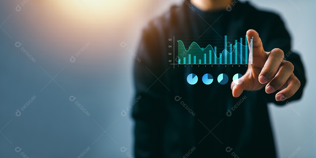 Mercado de ações, crescimento dos negócios, progresso ou conceito de sucesso.