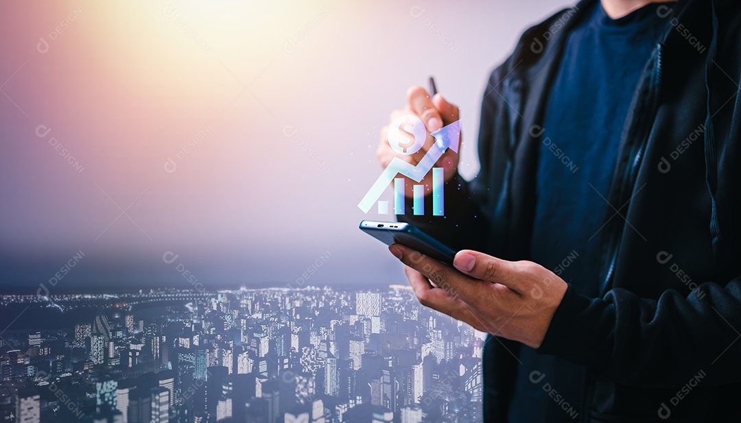 Mercado de ações, crescimento dos negócios, progresso ou conceito de sucesso.