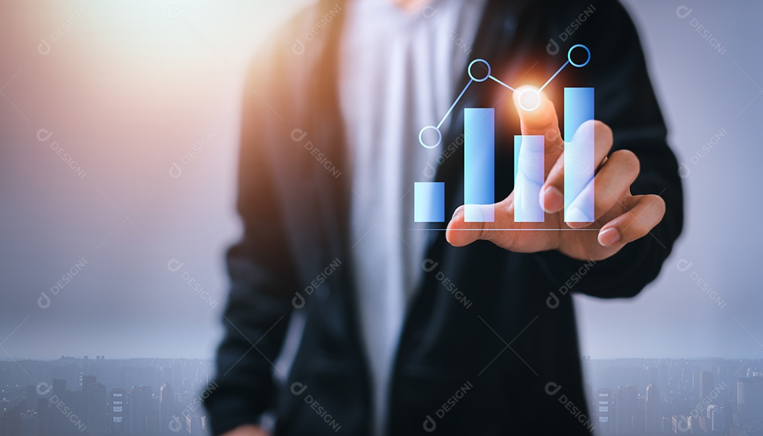 Mercado de ações, crescimento dos negócios, progresso ou conceito de sucesso.