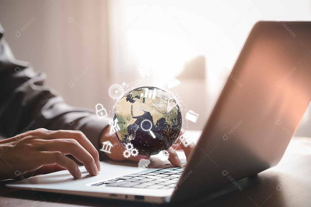 Metaverso digital de negócios, tecnologia de aplicativo de conexão de internet global de negócios