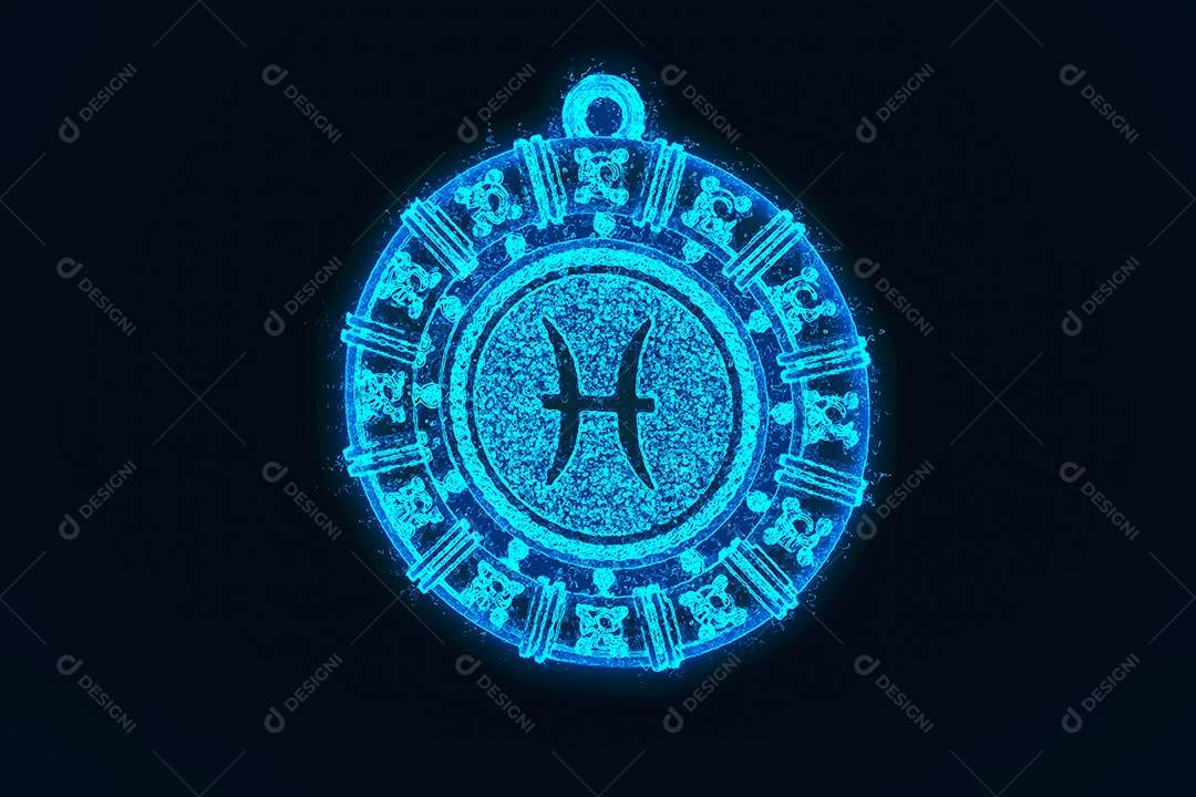 Renderização 3D do signo de Escorpião. Fundo abstrato do céu noturno