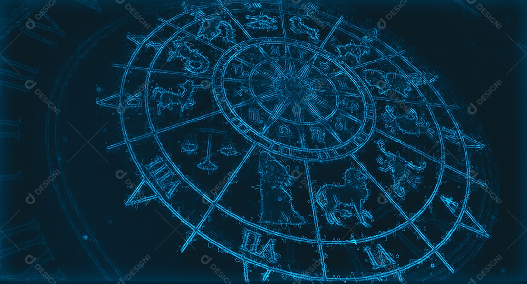 Símbolos de luz do círculo do zodíaco e do horóscopo, signo de Áries