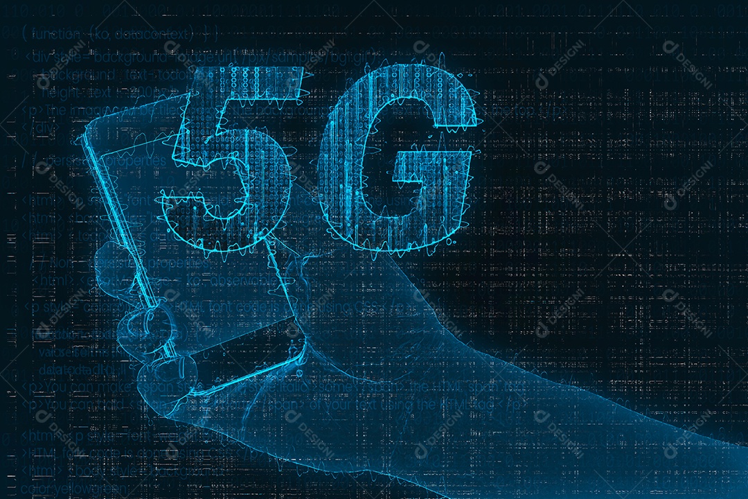 Homem de negócios usando telefone celular com tecnologia sem fio de rede 5g