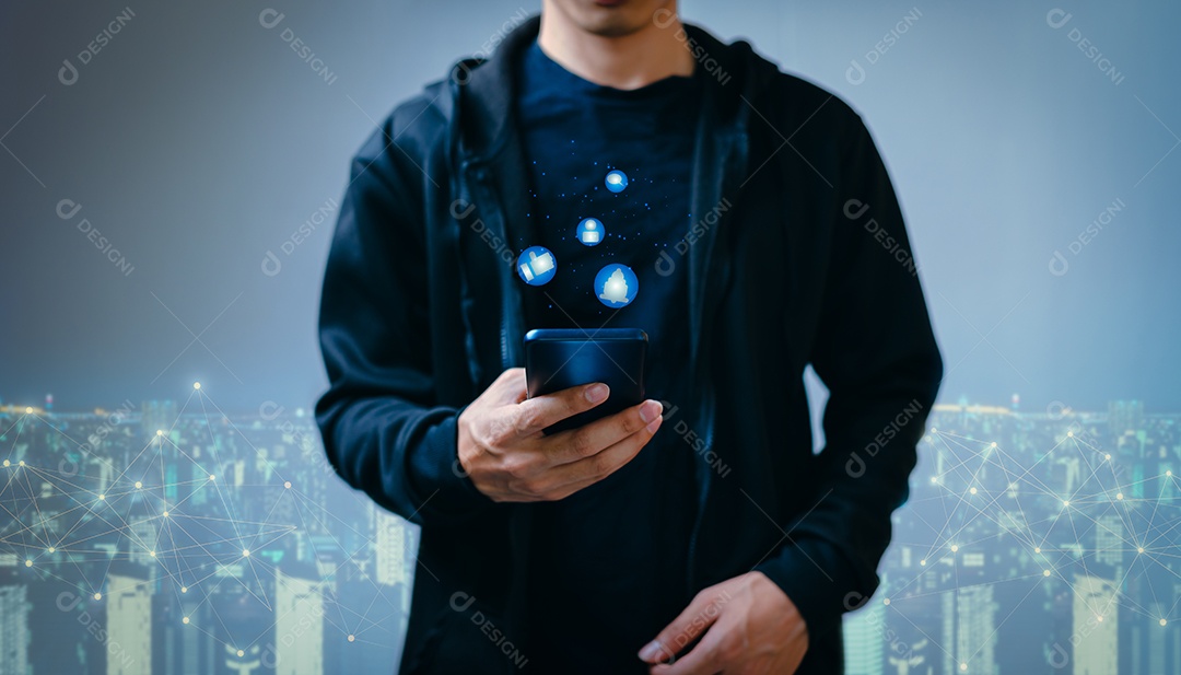 Ícone de emoção Mídia social e bate-papo de mensagem de conceito on-line digital