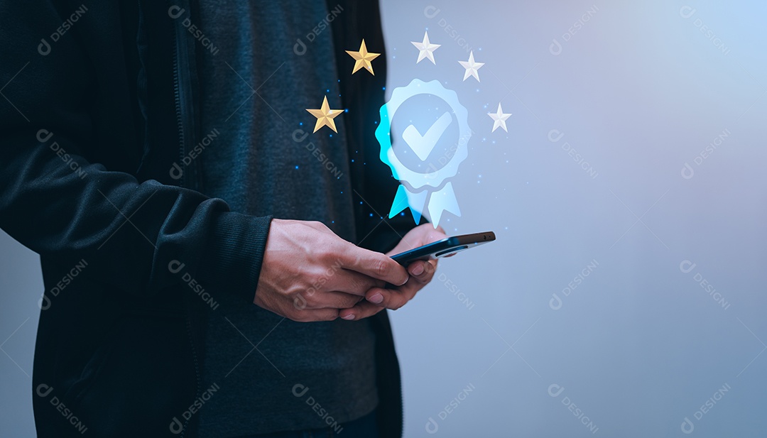 Sinal da garantia de qualidade de serviço superior, certificação ISO e padronização