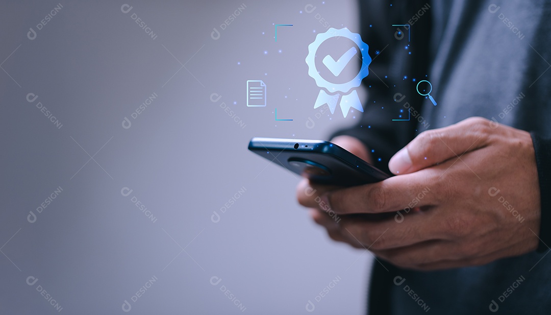 Sinal da garantia de qualidade de serviço superior, certificação ISO e padronização