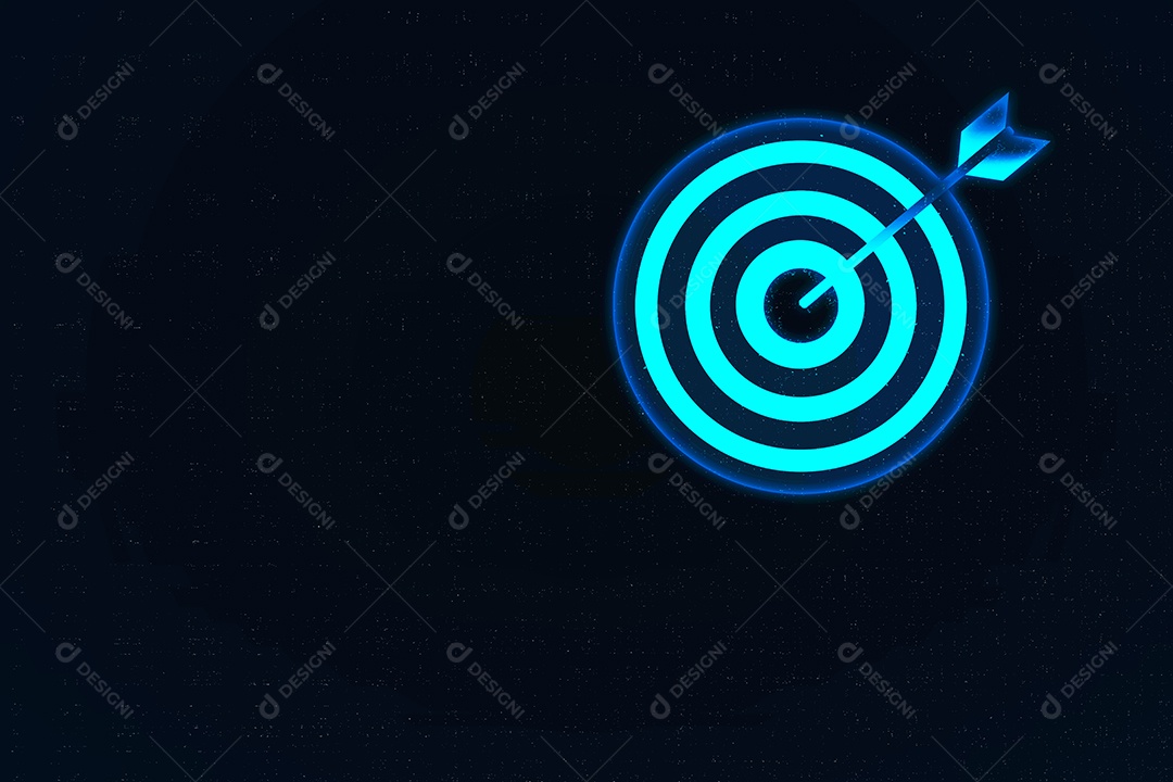 Setas de dardos no centro do alvo em fundo azul