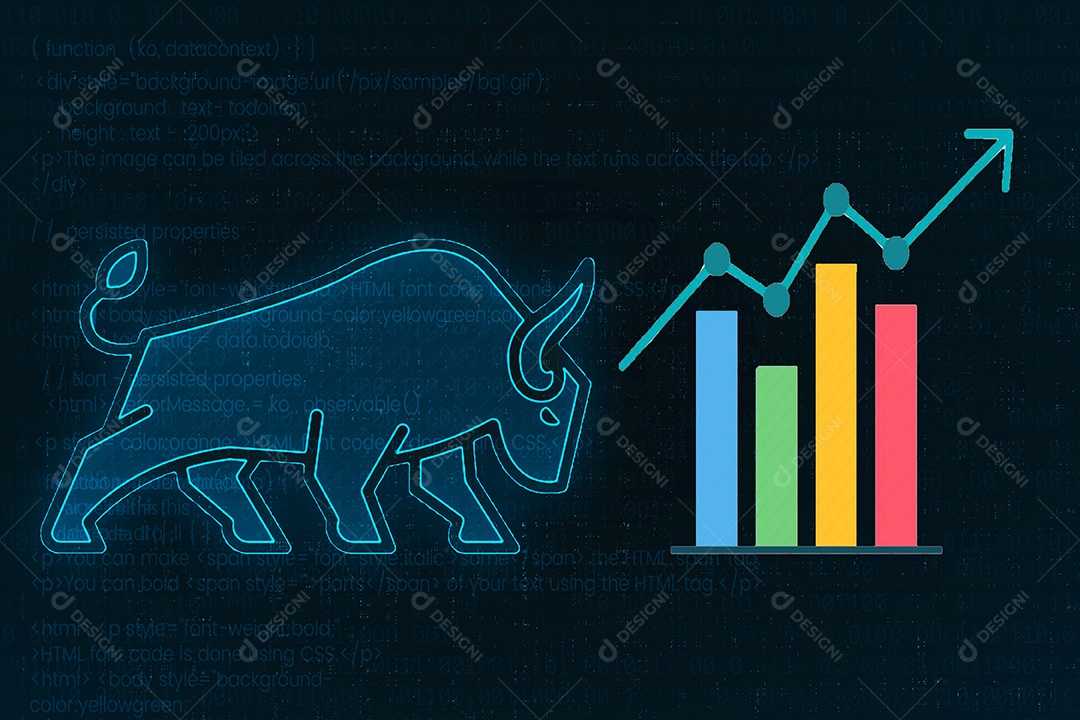 Conceito de mercado de ações ou figura de touro de tecnologia financeira