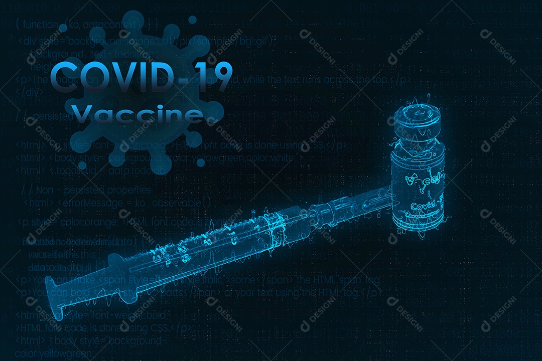 Vacina e seringa COVID-19, conceito de tecnologia para impedir a propagação do coronavírus