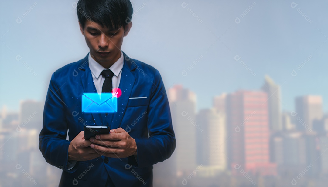 Mensagem de conexão de comunicação via correio eletrônico. enviando email