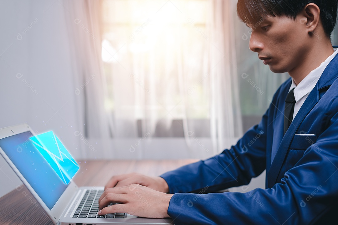 Mensagem de conexão de comunicação via correio eletrônico. enviando email.