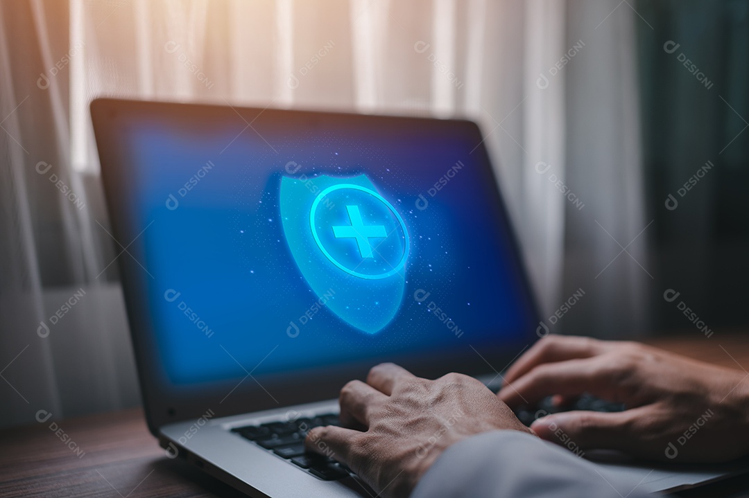 Seguro Social. Seguro automóvel. Seguro de vida. sinal de mais azul virtual