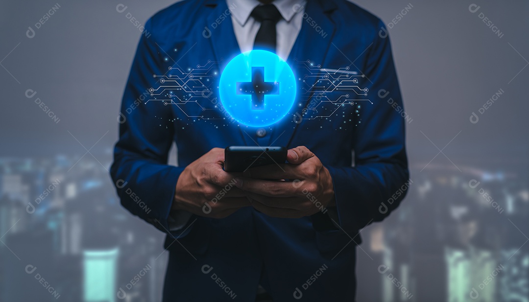 Seguro Social. Seguro automóvel. Seguro de vida. sinal de mais azul virtual