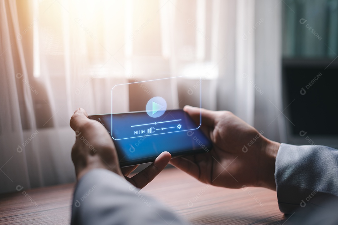 Assistindo vídeo na internet, transmissão ao vivo metaverso digital de concerto online